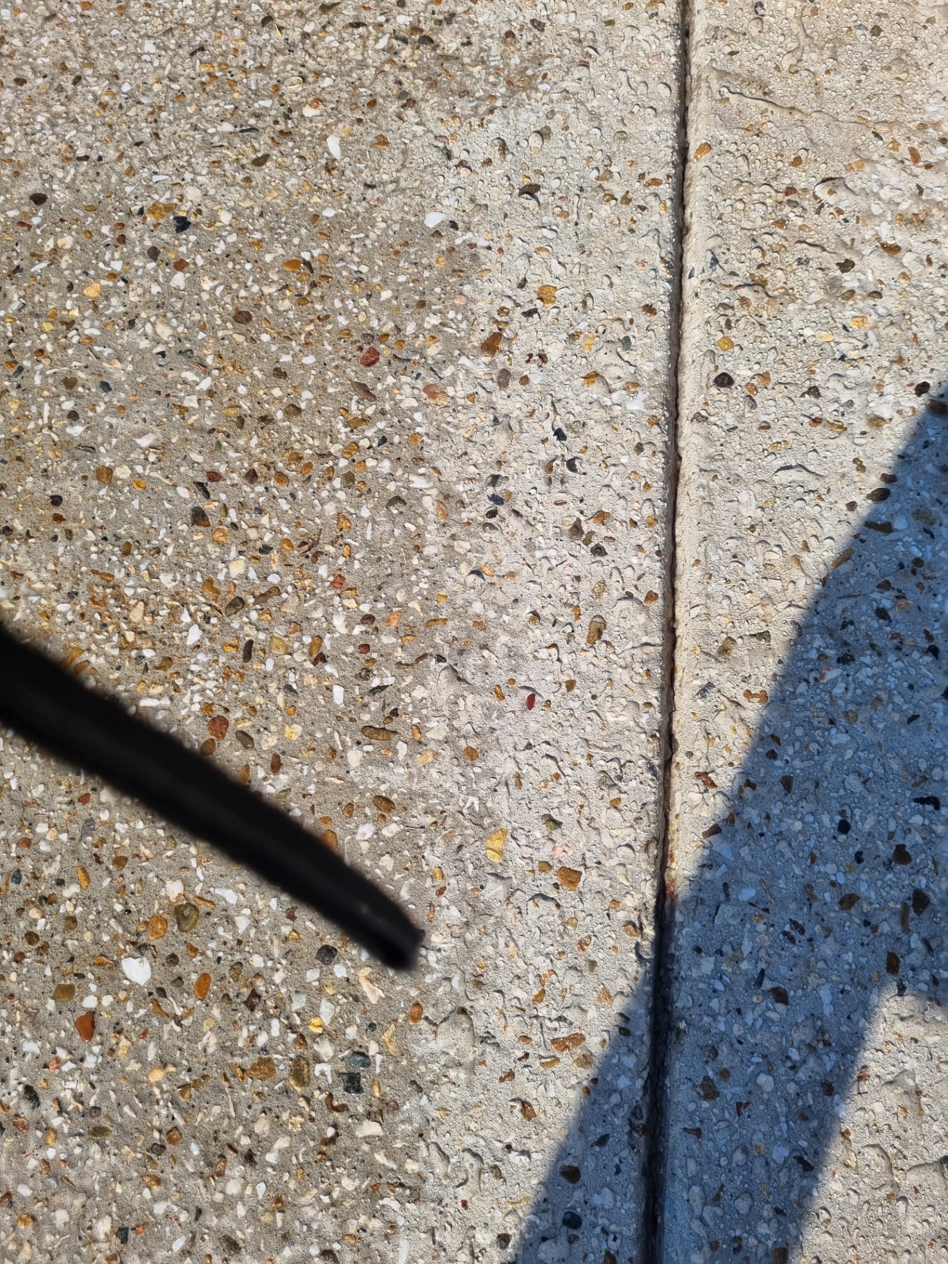 Exposed aggregate concrete before professional cleaning and sealing